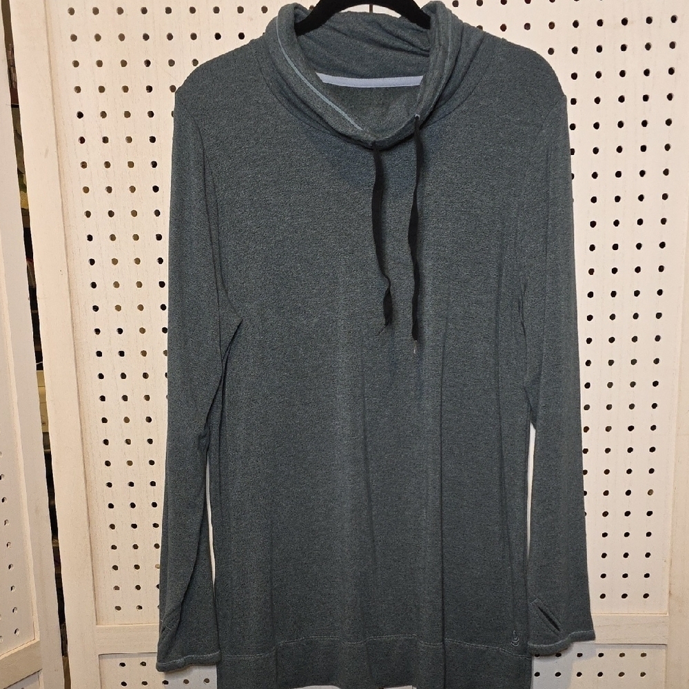 Cuddl Duds UltraCozy Charcoal Top Large Women's Cowl Neck Long Sleeved Tunic L